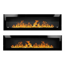 (High Gloss Black) Bio Ethanol Fireplace Biofire Fire B2C Professional 1800x400 3XXL WITH GLASS