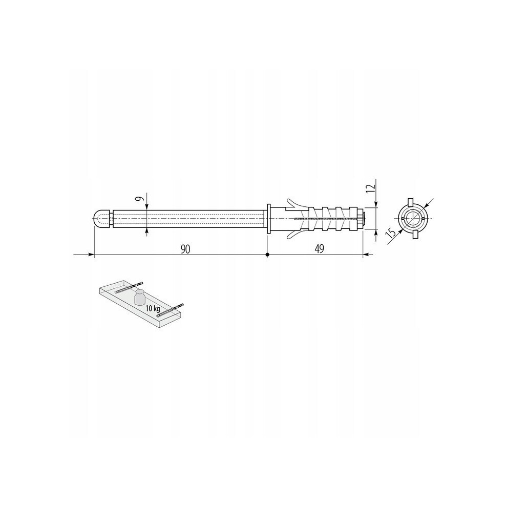 Gtv (9 X 90Mm) Concealed Floating Shelf Support Hidden Bracket Screw Mounted Into Masonry Walls