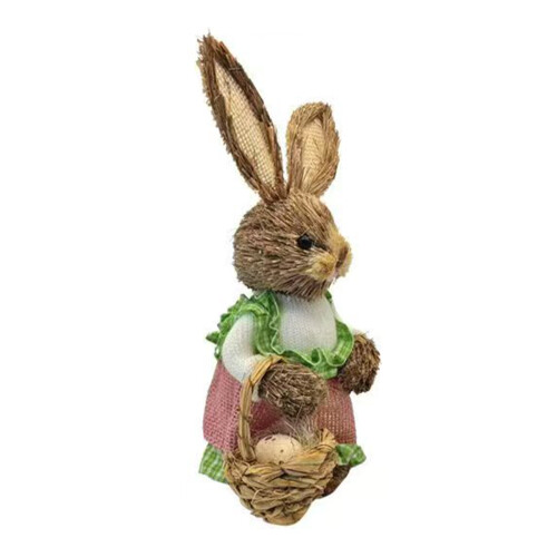 Easter Rabbit Figurine Decoration Handmade Natural Grass-33cm