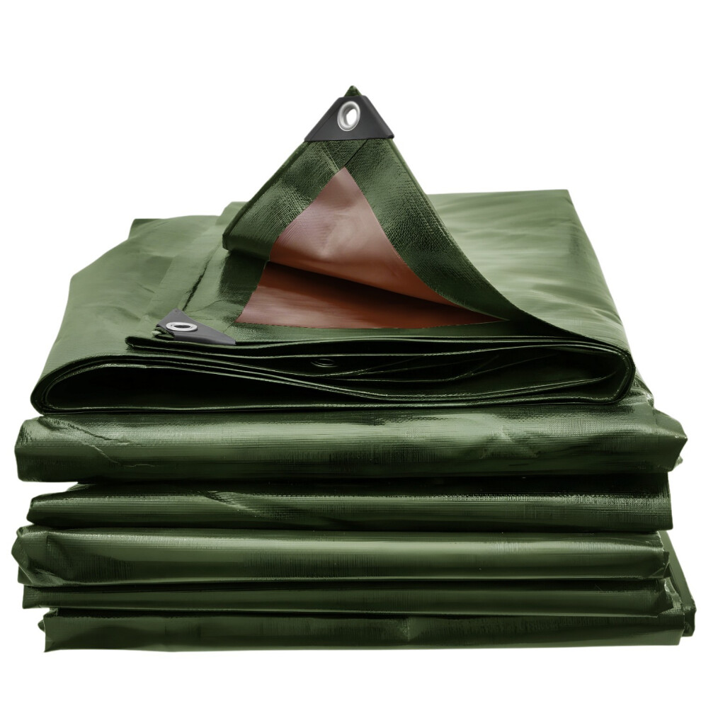 (Tarpgreenbrown_2x4) Tarpaulin Heavy Duty Waterproof 220Gsm Cover Tarp Ground Sheet Mesh Protection 5063873016467