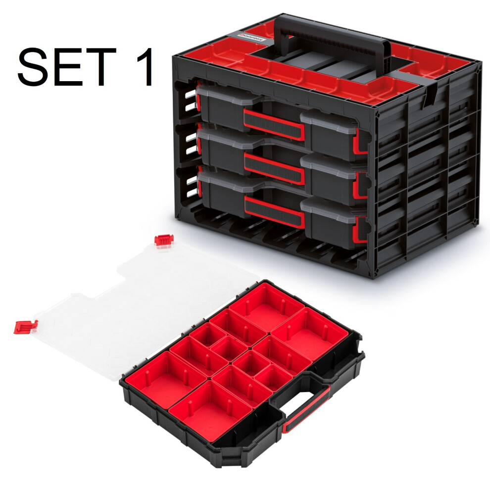 Prosperplast (Set 1) Parts Storage Organiser Tager Case Diy Compartment Cabinet Screws Carry Tool Box
