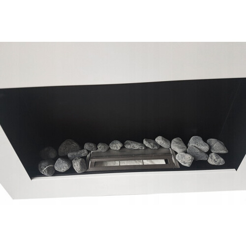 (Fireplace without glass panel) Bio Ethanol Fireplace Biofire Fire White Matt BOX 650 x 400 FLAT BACK ANY WALL