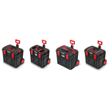 (Large cart, AluLog - organiser&handle) Kistenberg XBlock Modular Rolling Toolbox Wheels Various Polypropylene Lockable