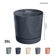 (Anthracite, 40cm) Plant Pots Indoor Outdoor Plastic Flowerpot Small Medium Large Tubo 5 Colours