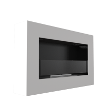 (Fireplace with glass panel) Bio Ethanol Fireplace Biofire Fire White Matt BOX 650 x 400 FLAT BACK ANY WALL