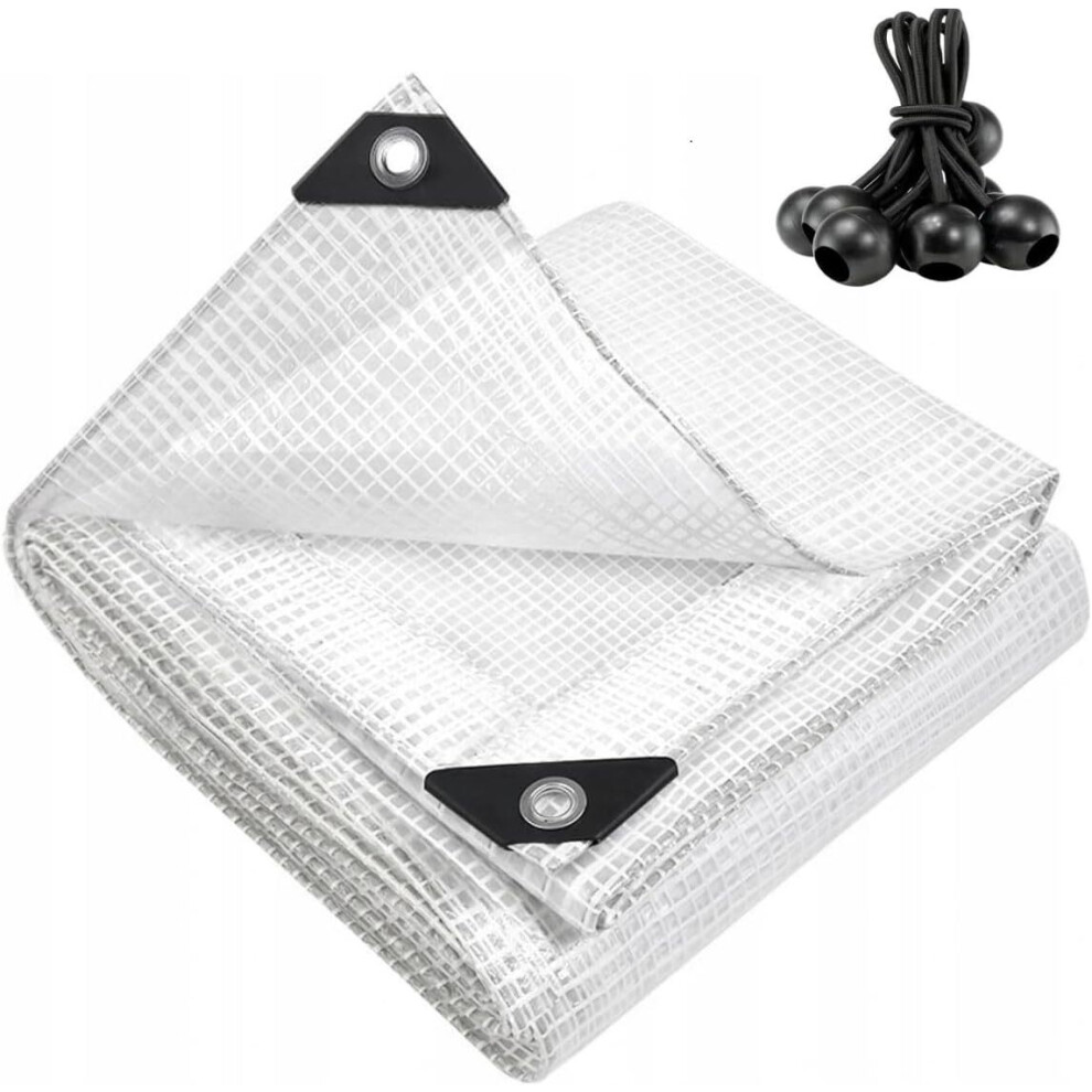 (6M X 6M) Transparent Clear Tarpaulin Extra Heavy Duty 350Gsm Sheet Waterproof Cover Tarp 5056697236692