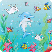 Non-Slip Shower MatDolphin, 53 x 53 CM Machine Washable Bath Mat Anti-Slip Bathtub Mat with Suction Cup
