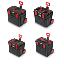 (Large cart with drawer, Pro - plain lid) Kistenberg XBlock Modular Rolling Toolbox Wheels Various Polypropylene Lockable