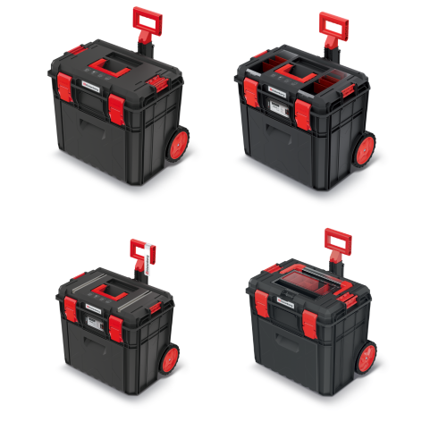 Prosperplast (Large cart with drawer, Pro - plain lid) Kistenberg XBlock Modular Rolling Toolbox Wheels Various Polypropylene Lockable