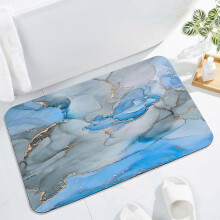 Super Absorbent Quick Dry Thin Non-Slip Rubber Backed Bath Mat Rug for Bathtub Sink Shower 20"x32" Blue Grey 2025
