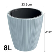 (Pine Green, W24cm x H24cm) Flowerpot Ridged Planter with insert Indoor Outdoor Modern Elegant & Stylish