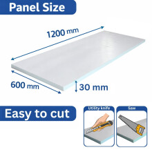 (30mm) Tile Backer Board Insulation XPS Foam Waterproof 50pcs Wet room 1200x600mm