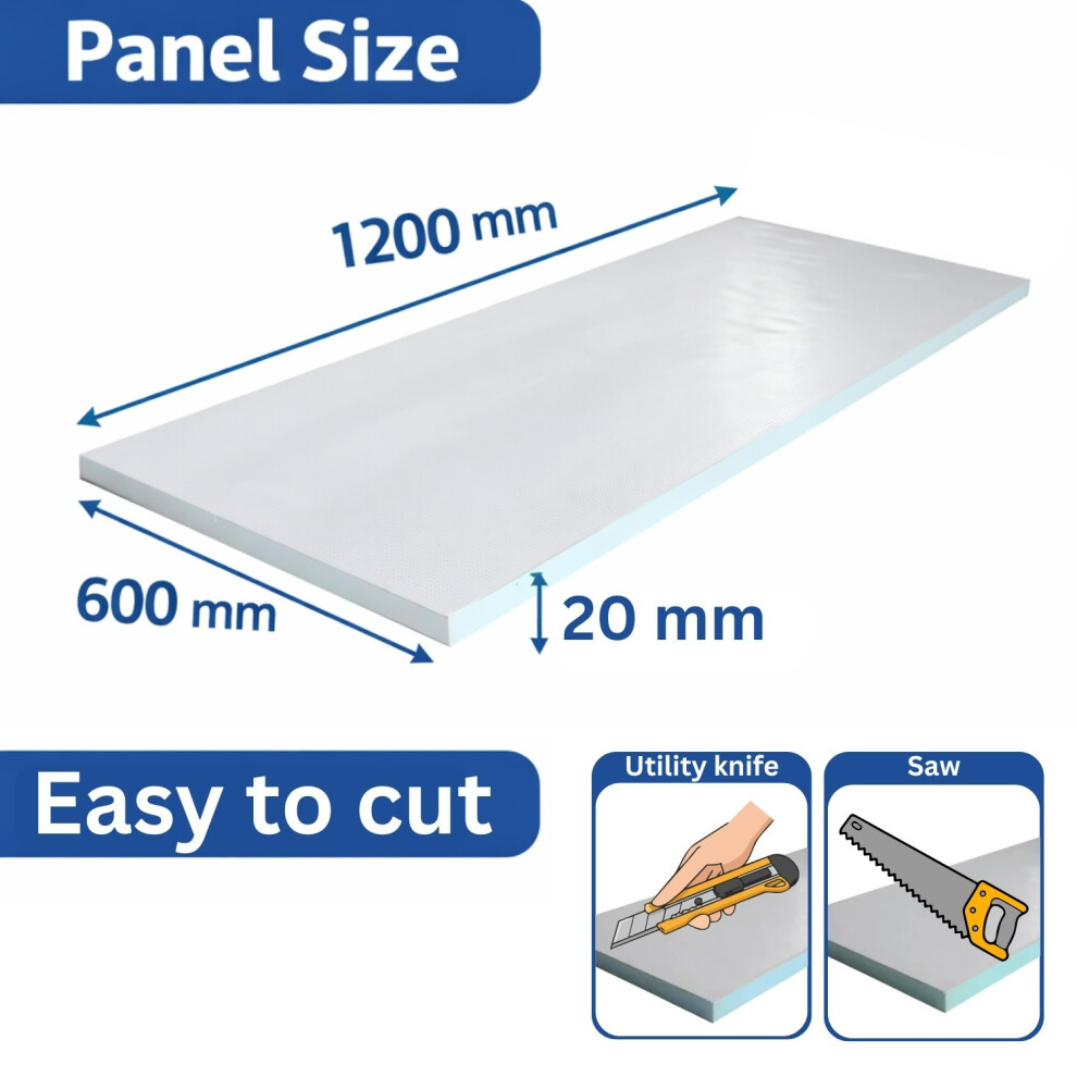(20Mm) Tile Backer Board Insulation Xps Foam 50Pcs +Washers Waterproof 1200X600 Wetroom 5063873021751