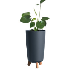 (Anthracite) Round Gracia Style Planter With Legs Tall Plant Pot Indoor Outdoor Garden Decor