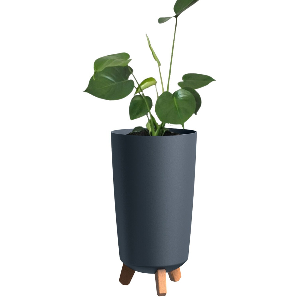 Prosperplast (Anthracite) Round Gracia Style Planter With Legs Tall Plant Pot Indoor Outdoor Garden Decor Anthracite