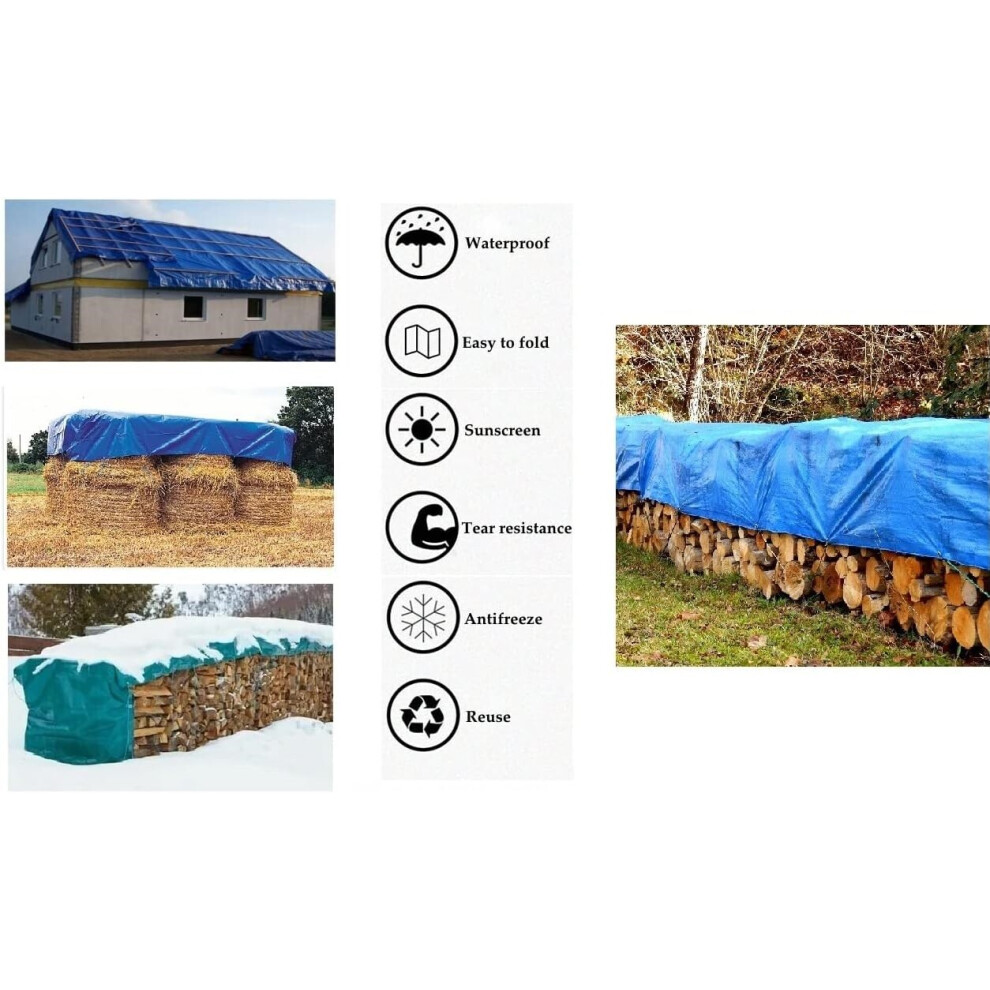 (Blue (70Gsm), 1.5 X 2M) Tarpaulin Heavy Duty Waterproof Cover Tarp Ground Sheet All Sizes Free Bungee X6 5056697212429