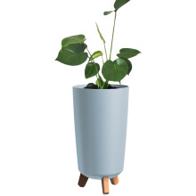 (Light grey) Round Gracia Style Planter With Legs Tall Plant Pot Indoor Outdoor Garden Decor