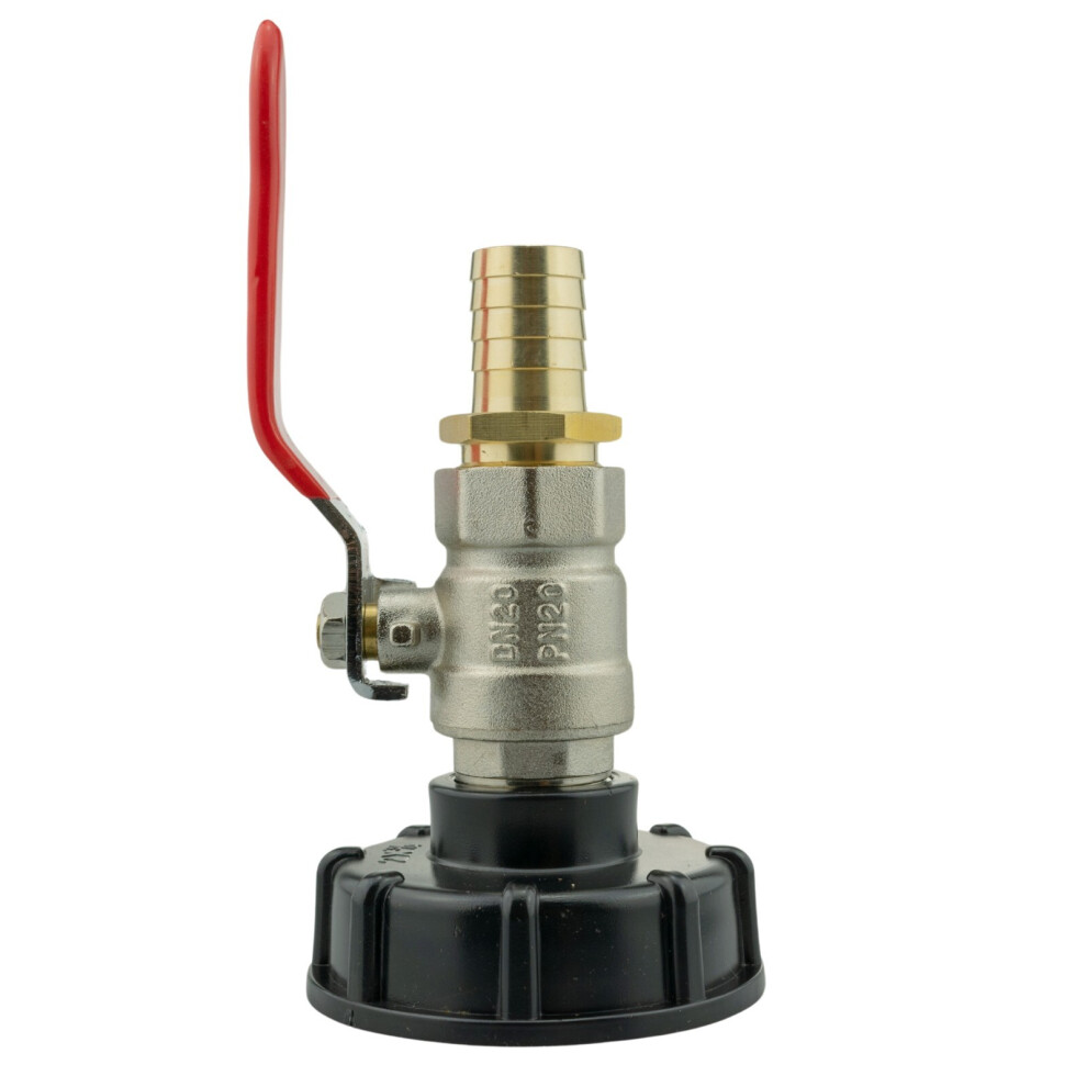 (1/2" Barb) Ibc Tank Outlet Full Flow Valve With 1/2",3/4" Or 1" Barb Outlet, S60x6 Thread 5063873044507