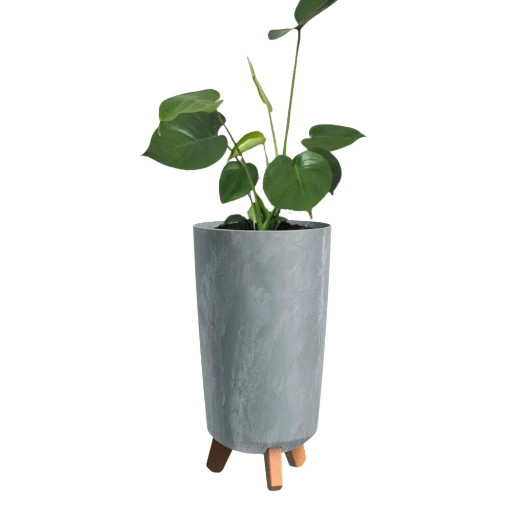 Prosperplast (Concrete) Round Gracia Style Planter With Legs Tall Plant Pot Indoor Outdoor Garden Decor