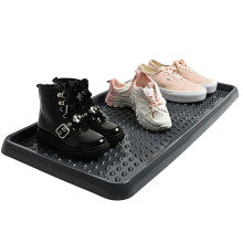 (Large) Plastic Shoe Plant Tray Dry Pad Wellies Boots Door Utility Mat Easy Clean Black