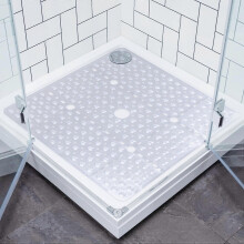 Non-Slip Shower Mat, 70 * 70cm Large Square Bath Mat with Suction Cups, Washable Antibacterial Bathtub Mat for Shower, Bathtub (Transparent),2024 Ping