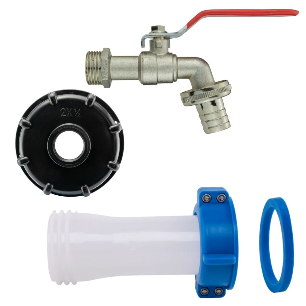 (Extender + 1/2" Lever Tap + Barb) Ibc S60x6 Extender Tap Kit Water Tank Outlet Spout Storage Container Accessories 5063873011233