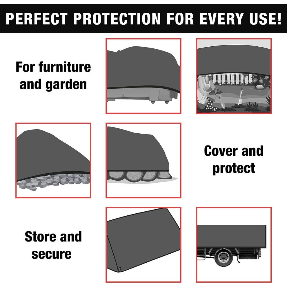 (Grey (200Gsm), 6 X 10M) Tarpaulin Heavy Duty Waterproof Cover Tarp Ground Sheet All Sizes Free Bungee X6 5056697218322