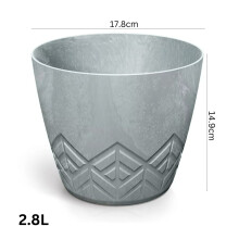 (Marengo, W 17.8cm x H 14.9cm) Plant Pot Flowerpot Planter Plastic Concrete Effect Round Industrial Geometric