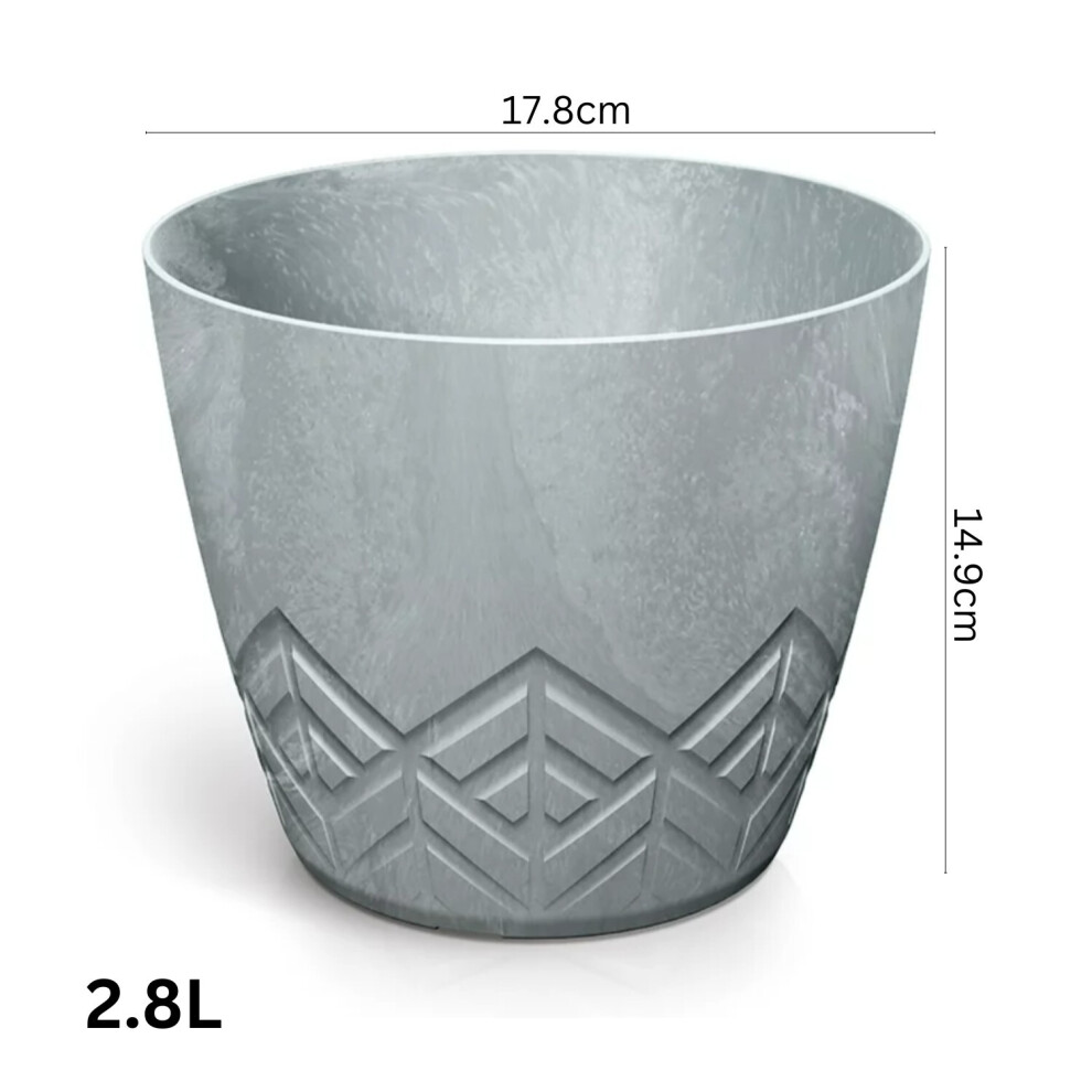 Prosperplast (Marengo, W 17.8Cm X H 14.9Cm) Plant Pot Flowerpot Planter Plastic Concrete Effect Round Industrial Geometric