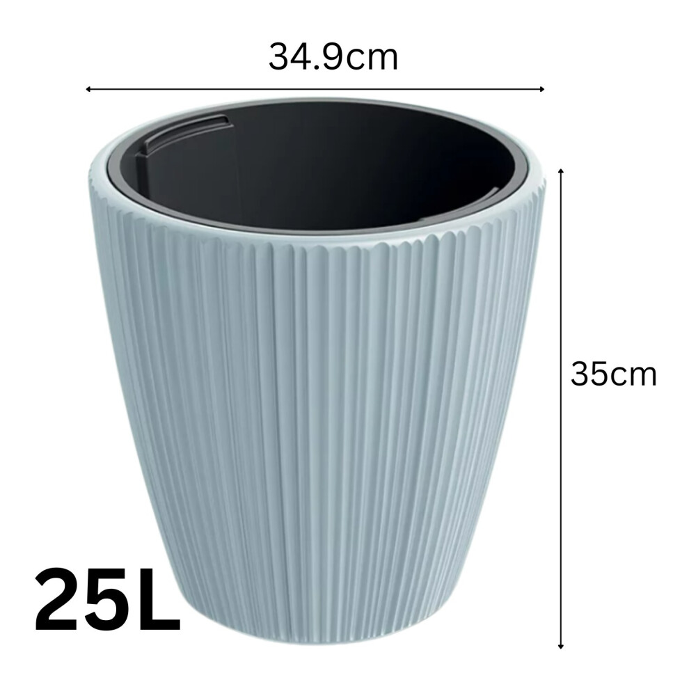 Prosperplast (Mustard, W35cm X H35cm) Flowerpot Ridged Planter With Insert Indoor Outdoor Modern Elegant & Stylish