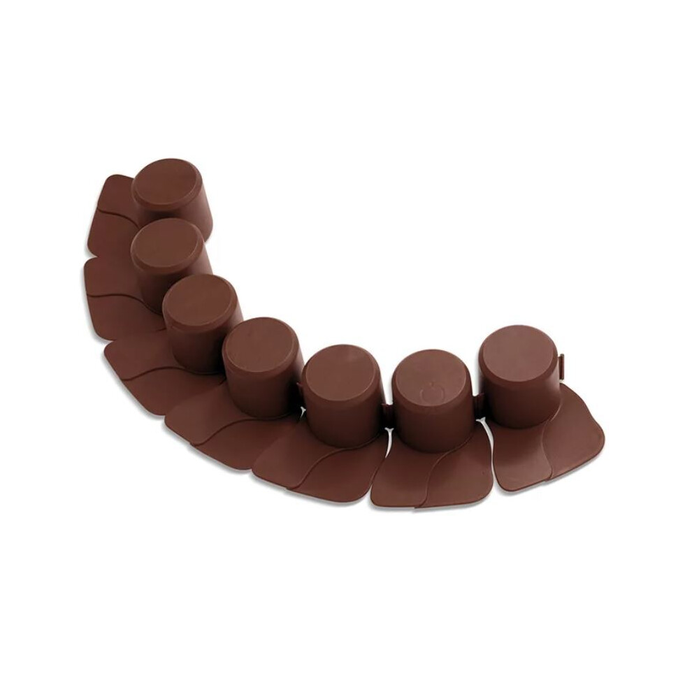 Prosperplast (Brown) Garden Palisade Edging Border With Lawn Mower Ramp 4M - 3 Colours - Sturdy Solid Brown