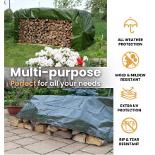 (Green (90GSM, 10 x 15m) Tarpaulin Regular And Heavy Duty Waterproof Cover Tarp Ground Sheet Multi Sizes