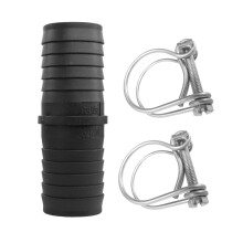 (32mm Joiner + 2 Hose Clips) Garden pond pump filter water hose joiner connectors & Double wire hose clips