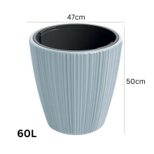 (Mustard, W47cm x H50cm) Flowerpot Ridged Planter with insert Indoor Outdoor Modern Elegant & Stylish