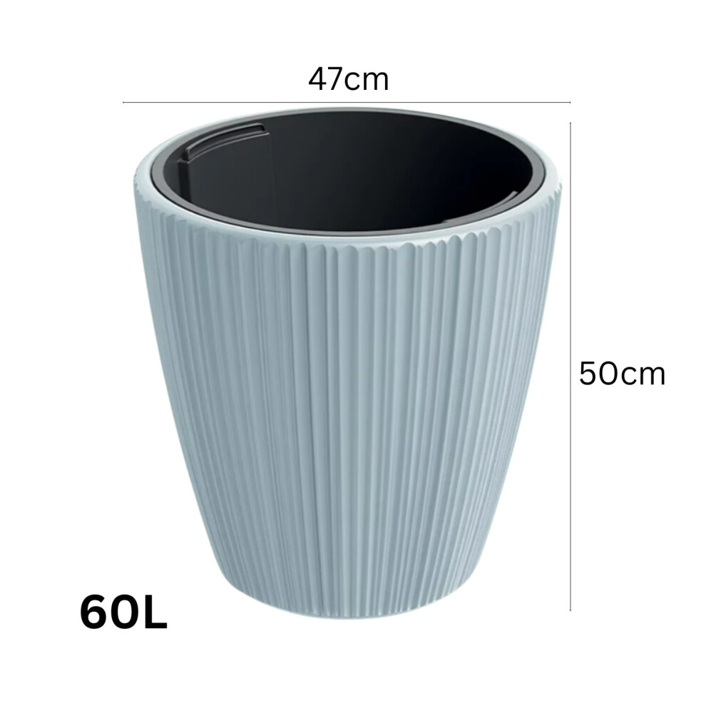 Prosperplast (Light Grey, W47cm X H50cm) Flowerpot Ridged Planter With Insert Indoor Outdoor Modern Elegant & Stylish