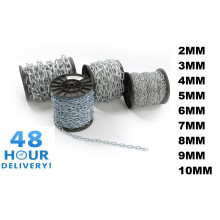 (4m, 6 mm) Steel Chain Strong Heavy Duty Zinc Galvanised Welded Security Links 2mm - 12mm