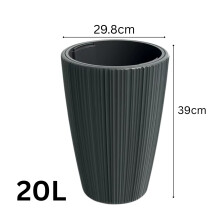 (Pine Green, W30cm x H40cm) Flowerpot Ridged Planter with insert Indoor Outdoor Modern Elegant &amp; Stylish