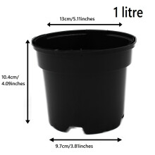 (1, 1 L) Black Plastic Plant Pot Flower Pots 0.5 1 2 3 4 5 7.5 10 12 15 25 32 45 60 Litre