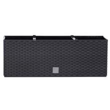 (Anthracite, 72L) Rectangle Plant Pot Flower Box Rattan Anthracite Rato Self Watering Garden Patio
