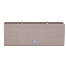 (Mocca, 72L) Rectangle Plant Pot Flower Box Rattan Anthracite Rato Self Watering Garden Patio