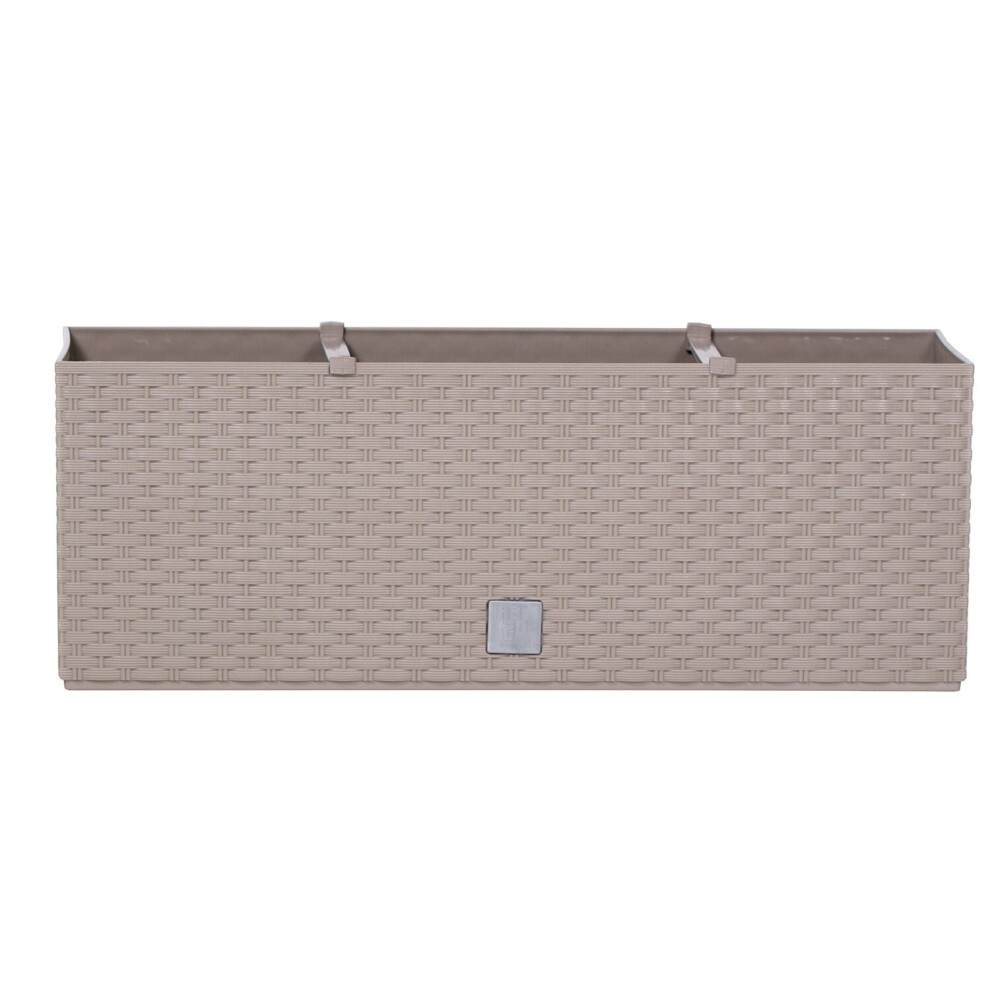 Prosperplast (Mocca, 72L) Rectangle Plant Pot Flower Box Rattan Rato Self Watering Garden Patio Anthracite