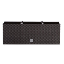 (Umber, 72L) Rectangle Plant Pot Flower Box Rattan Anthracite Rato Self Watering Garden Patio