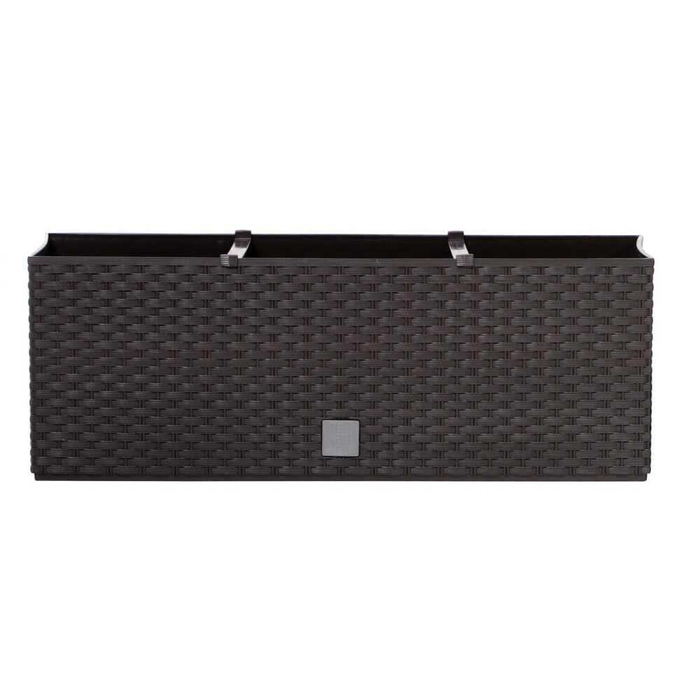 Prosperplast (Umber, 17L) Rectangle Plant Pot Flower Box Rattan Rato Self Watering Garden Patio Anthracite