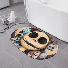 Nightmare Before Christmas Bath Mat, Rubber Non-Slip, Quick Dry, Super Absorbent, Compatible with Bathtub, Thin Floor Rug, Rectangle, Black