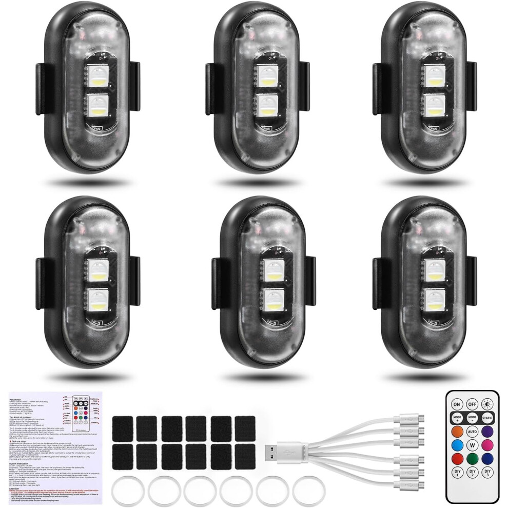 6-Piece Led Strobe 8 Colors, Usb Rechargeable, Ip65 Rated Warning Suitable For Drones, Airplanes, Bicycles. Light 6083684943065