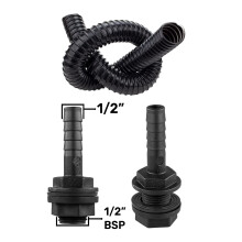 (6 Metres, 1/2" BSP) Water Butt Connector Pipe Link Kit, Connect 2 Rain Tanks Together All Sizes
