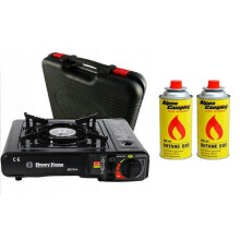 (Gas Stove + 2 Butane Cans) Butane Stove Portable Cooker in Carry Case 2 4 8 12 Gas Bottles Camping BBQ Kit