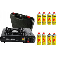 (Gas Stove + 8 Butane Cans) Butane Stove Portable Cooker in Carry Case 2 4 8 12 Gas Bottles Camping BBQ Kit