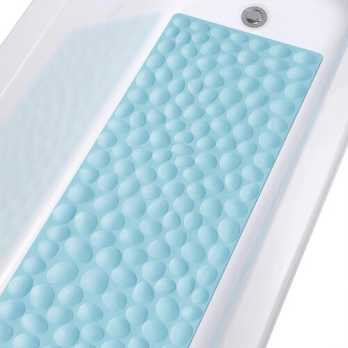 Non-Slip Bathtub Mat Soft Rubber Bathroom Bathmat with Strong Suction Cups (Grey)