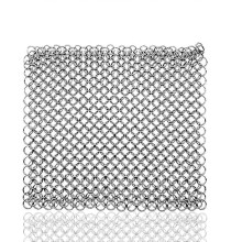 Stainless steel chainmail lid frying pan cleaning brush for beef and chicken, cast iron oven cleaning tools, cooking and grilling chef accessories